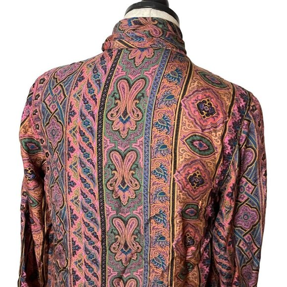 Vintage Womens Bow Blouse Size 6 Pure Rayon Button Front Neck Tie Matte Finish - Picture 6 of 16